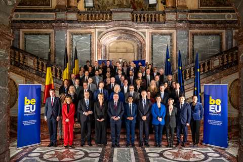 Group photo of people at the EU event.
