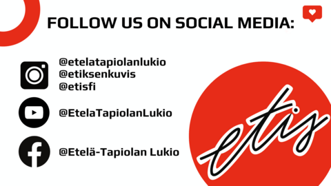 Etelä-Tapiolan lukion somekanavat englanniksi