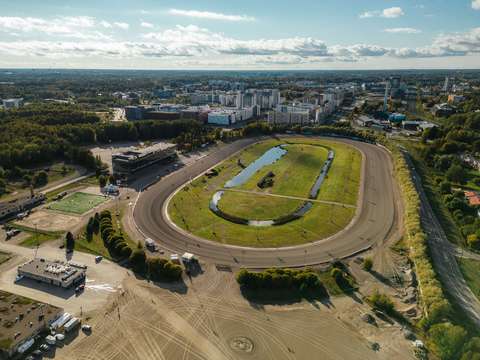 Aerial view of Vermo trotting track.