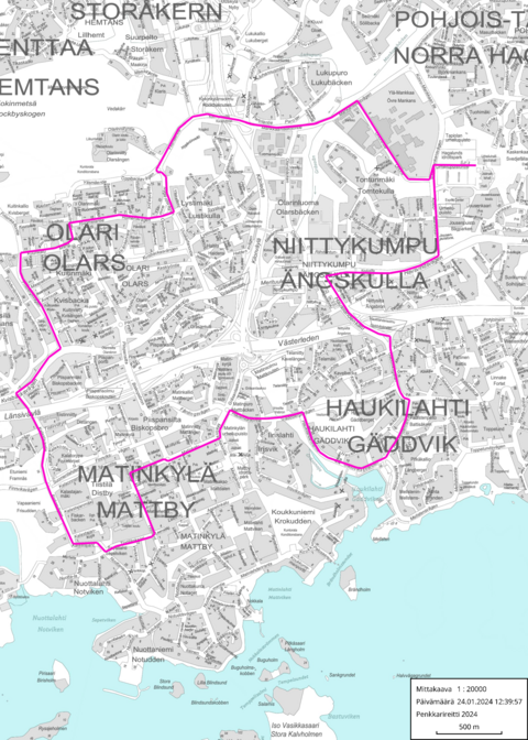 karttakuva penkkarireitistä