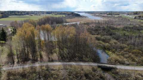  Aerial view showing nature and a lake.