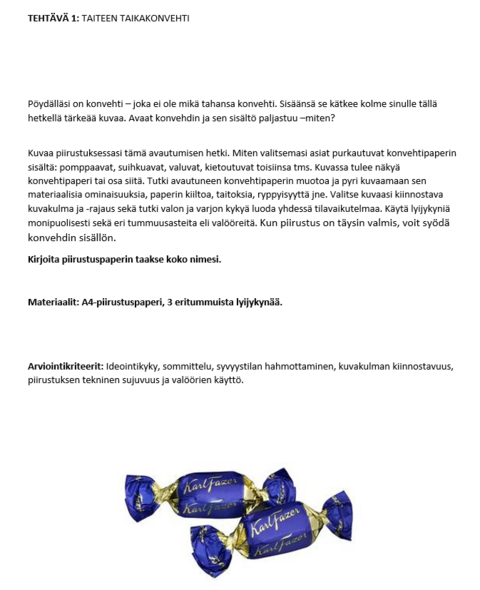 Tehtävä 1, taiteen taikakonvehti