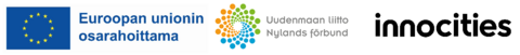 Tieto EU: osarahoituksesta ja Uudenmaanliiton sekä Innocitiesin logot.