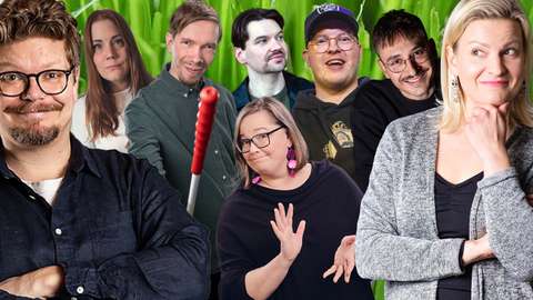 Stand up pääsiäinen -tapahtuman kahdeksan esiintyjää.