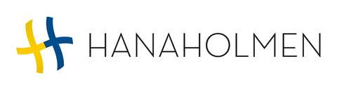 Hanaholmens logo with a letter H in yellow and blue.