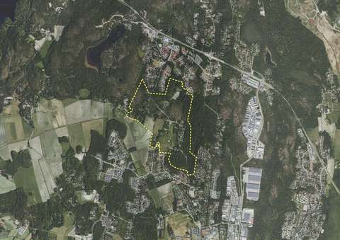 Ilmakuva suunnittelualueesta vuodelta 2023.