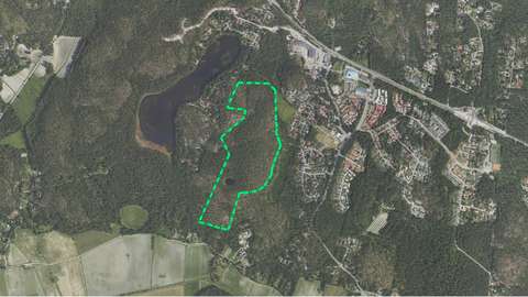 ilmakuvaan merkitty kaava.alue.