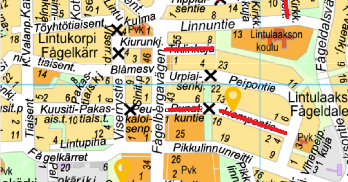 Lintuvaara access streets