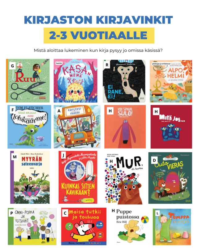 Kirjaston kirjavinkit 2–3-vuotiaille.