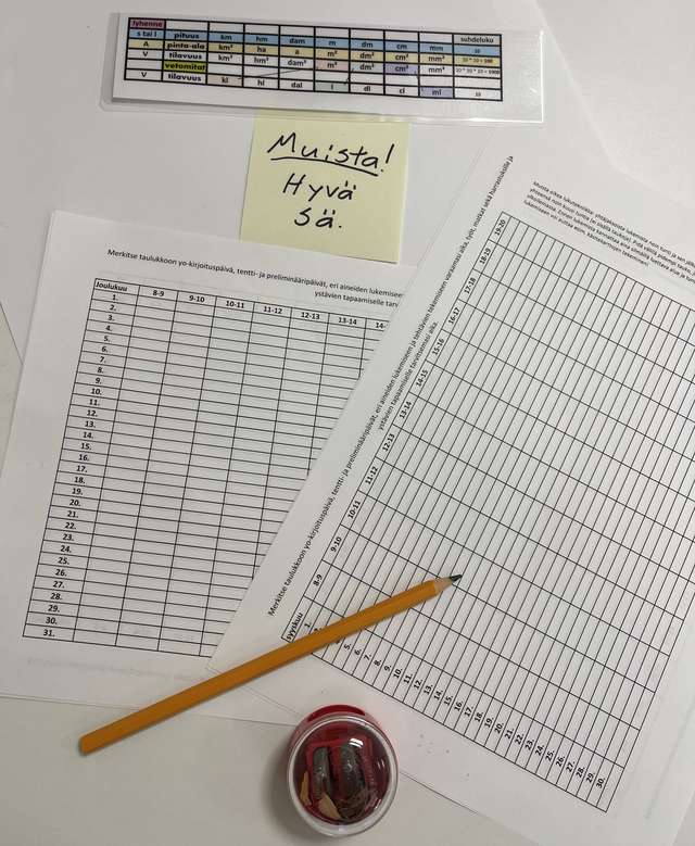 Kuva lukusuunnitelman lomakkeesta.