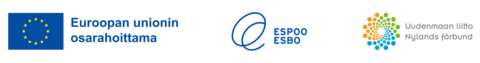 Rahoittajat: Euroopan unionin osarahoittama -tunnus, Uudenmaan liiton logo, Espoon logo.