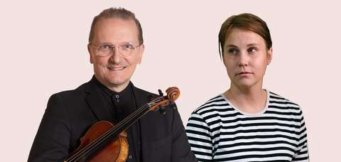 Viulisti Jukka Rintamäki ja kuvataiteilija Leena Nio.