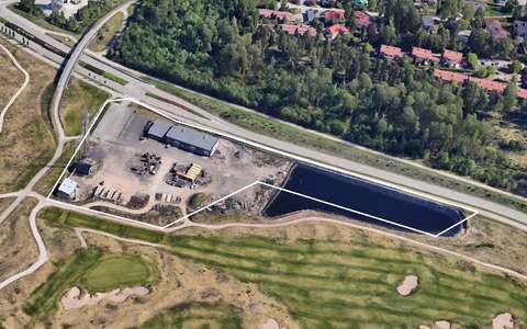 , Flygbild av planområdet fotograferat från väst.