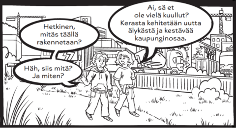 Osa energiateemaisesta sarjakuvasta.