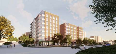 Havainnekuva näkymästä Olarinkadulta