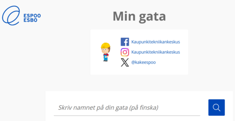 Min gata -portalens starsida.