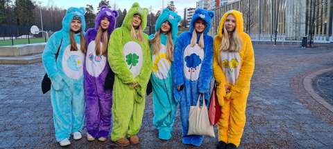 värikkäissä karhuasuissa abeja