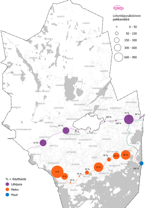 Autojen liityntäpysäköinti 2024.