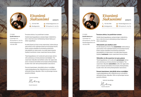 Kaksi työhakemusta.