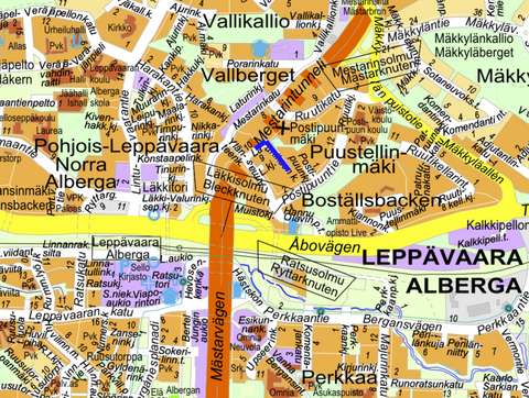 Suunnitelma-alue on merkitty opaskarttaan sinisellä viivalla.