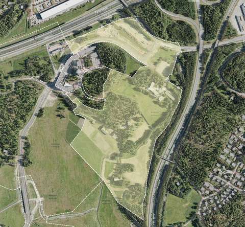 ilmakuvassa alue merkittynä.