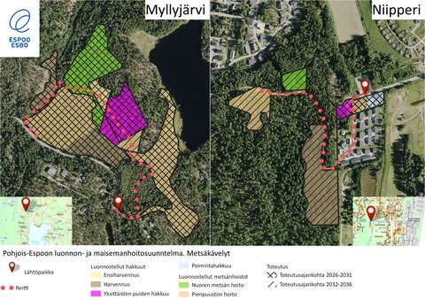 Metsäkävelyiden kartta