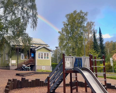 The building of Leppävaara residents' park from the outside.
