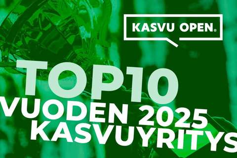 Kuvassa lukee Top 10 Vuoden 2025 kasvuyritys.