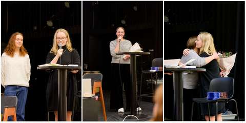 kuvakollaasi auditorion puhetilaisuudesta.