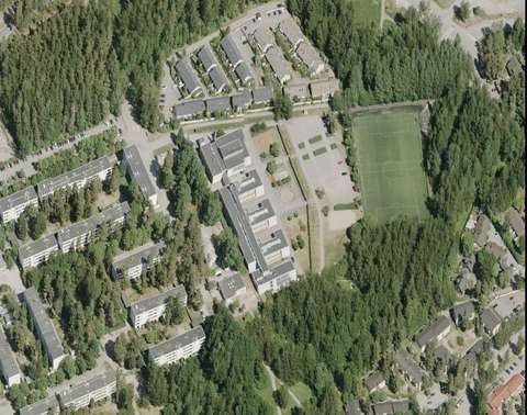 Flygbild över planområdet i nuläget.