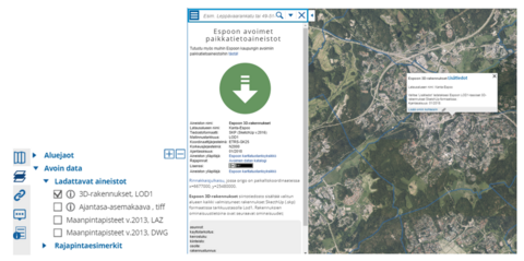 Latauspalvelut Espoon karttapalvelussa