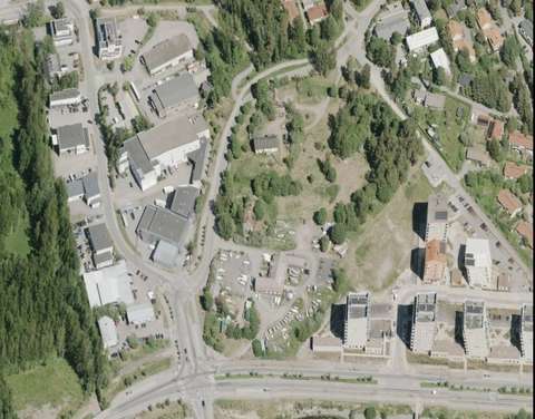 Flygbild över planområdet i nuläget.