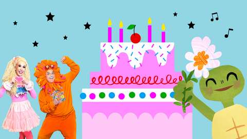 Lasten museofestareiden grafiikkaa, Pikku Papu -kuvitus ja esiintyjäkuva Mimistä ja Kukusta.