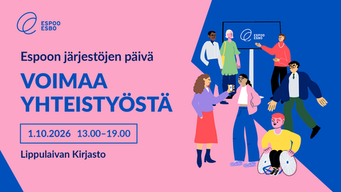 Tapahtumajulisteessa näkyy erilaisia piirroshahmoja sekä tapahtuman tiedot tekstinä.