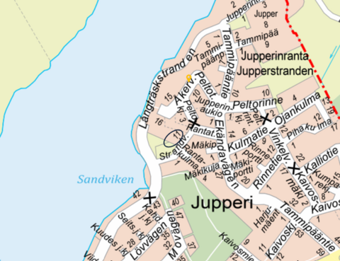 Jupperin hulevesiallas, opaskartta