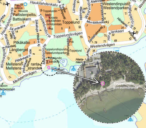 Toppleundinrannan ulkokuntoilupaikka (uusi sijainti), opaskartta