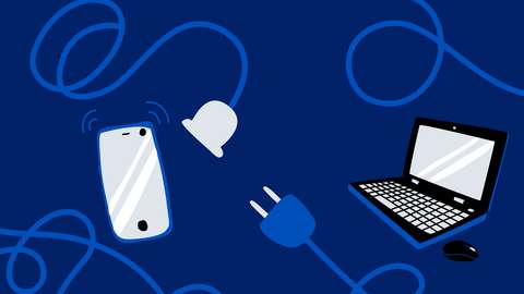 An illustration showing a cell phone and a laptop.