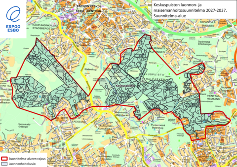 Keskuspuiston luonnon- ja maisemanhoitosuunnitelman aluerajaus