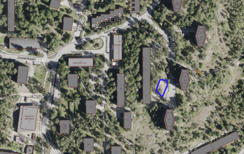 Opaskarttakuvassa havainnollistetaan hankkeen alue, joka on Tornitason leikkipaikka Tapiolassa.