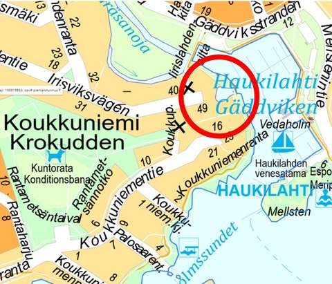Opaskarttaan on merkitty suunnittelualue.