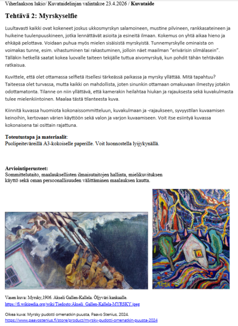 Valintakoetehtävä 2 keväällä 2026.