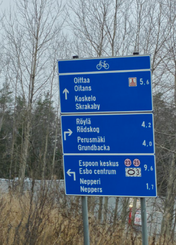 Pyöräliikenteen opastaulu (ei saavutettava)