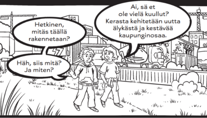 Osa energiateemaisesta sarjakuvasta.