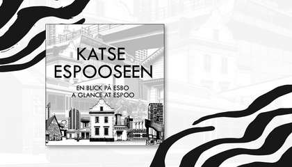 Katse Espooseen -kirjan kansikuva, jossa on mustavalkoisia kuvia rakennuksista.