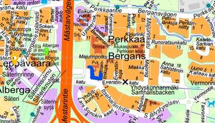 Suunnittelualue on merkitty opaskarttaan sinisellä viivalla.