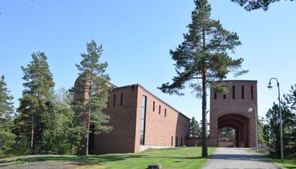 Leppävaara Church photographed in the summer in sunny weather.