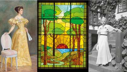 Eero Järnefeltin maalama muotokuva Elvira Standertskjöldistä, Elfvikin hallin lasimaalaus ja Ansa Ikonen Kaikki rakastavat -elokuvan kuvauksissa Elfvikissä.